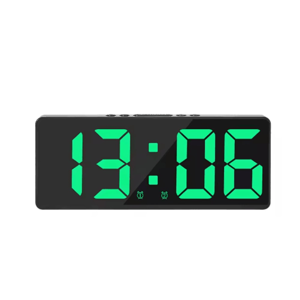 Voice Control LED Digital Alarm Clock Smart Bedside Clock With Temperature Snooze 5