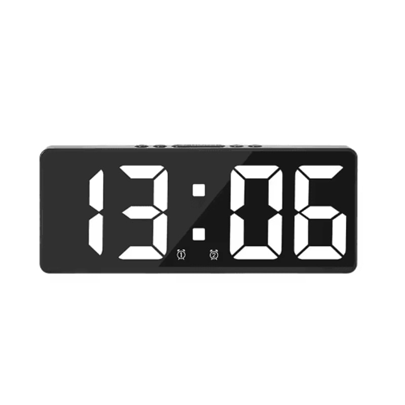 Voice Control LED Digital Alarm Clock Smart Bedside Clock With Temperature Snooze 6