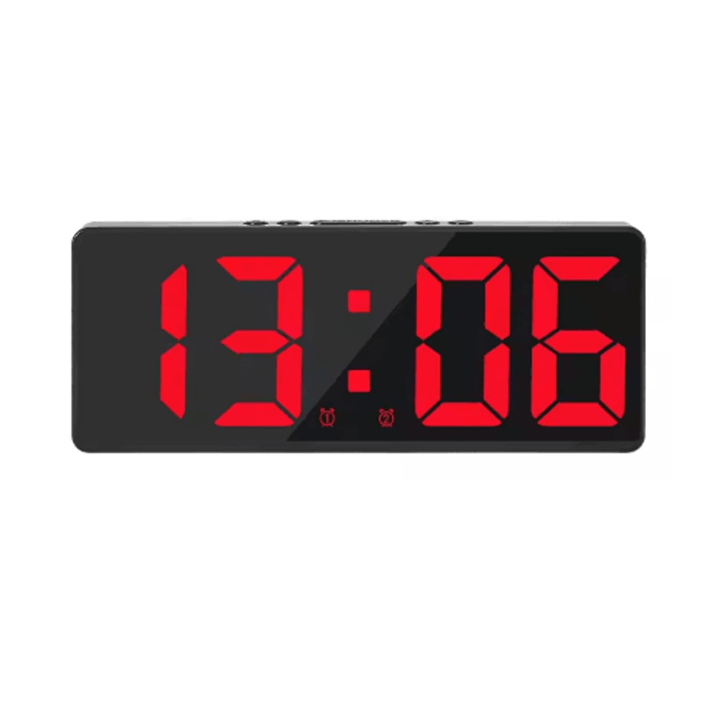 Voice Control LED Digital Alarm Clock Smart Bedside Clock With Temperature Snooze 8