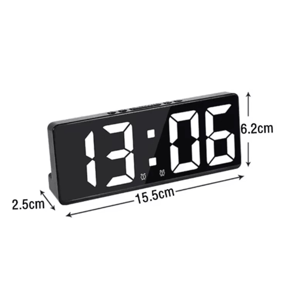 Voice Control LED Digital Alarm Clock Smart Bedside Clock With Temperature Snooze 9