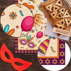 purim festive table runner – colorful jewish holiday dining decor