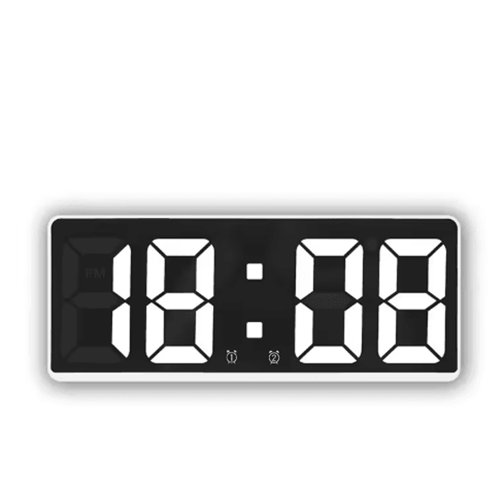 Mirror LED Alarm Clock Voice Control Digital Bedside Clock With Snooze 1