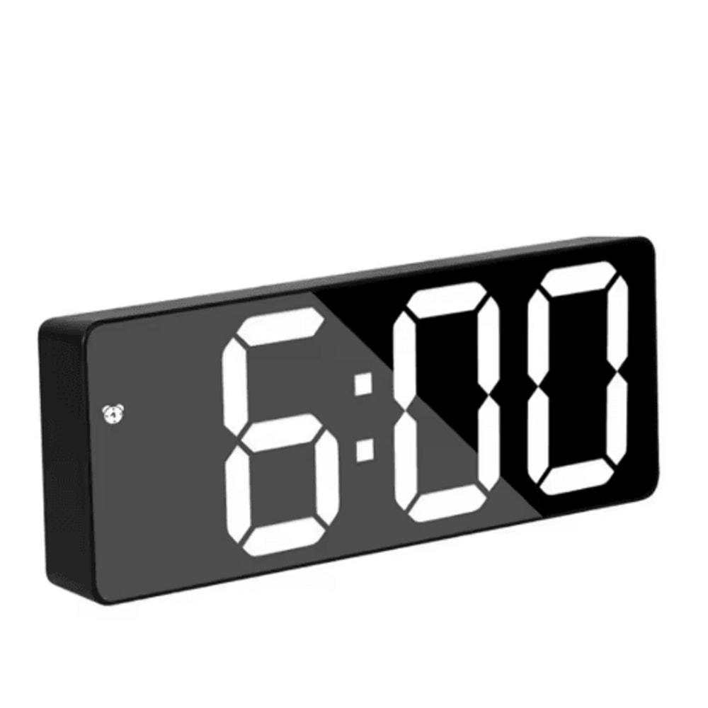 Mirror LED Alarm Clock Voice Control Digital Bedside Clock With Snooze 10