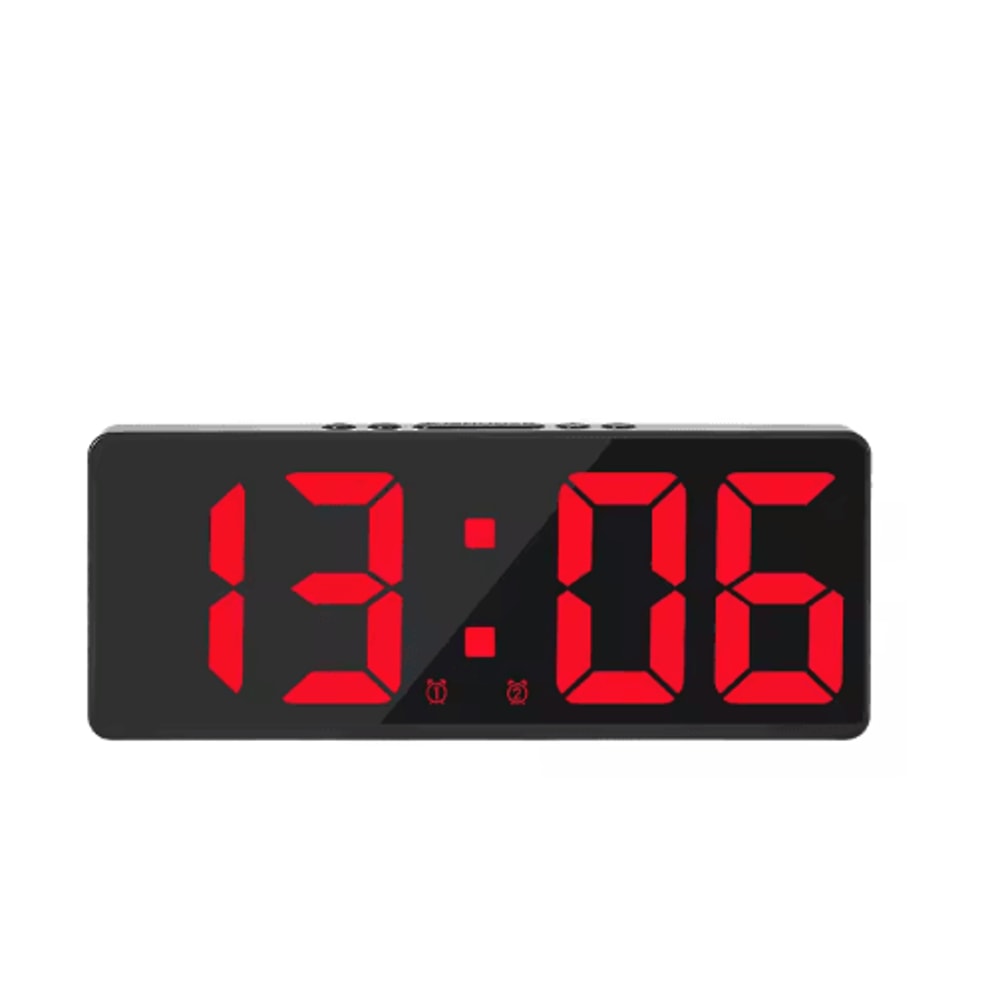 Mirror LED Alarm Clock Voice Control Digital Bedside Clock With Snooze 2