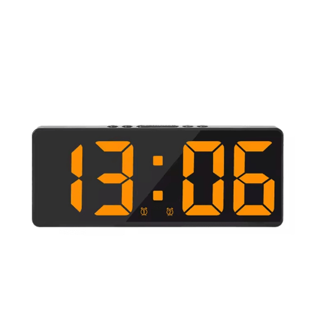 Mirror LED Alarm Clock Voice Control Digital Bedside Clock With Snooze 3