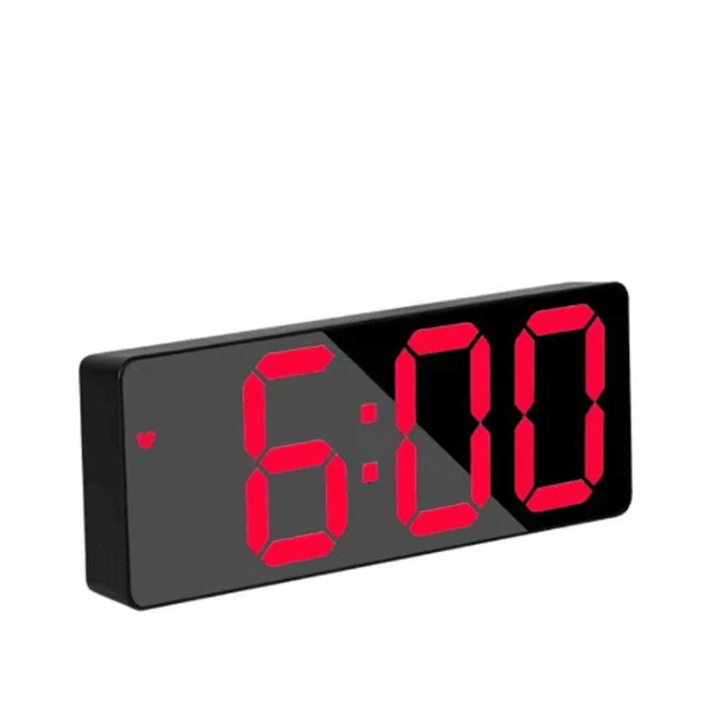 Mirror LED Alarm Clock Voice Control Digital Bedside Clock With Snooze 6