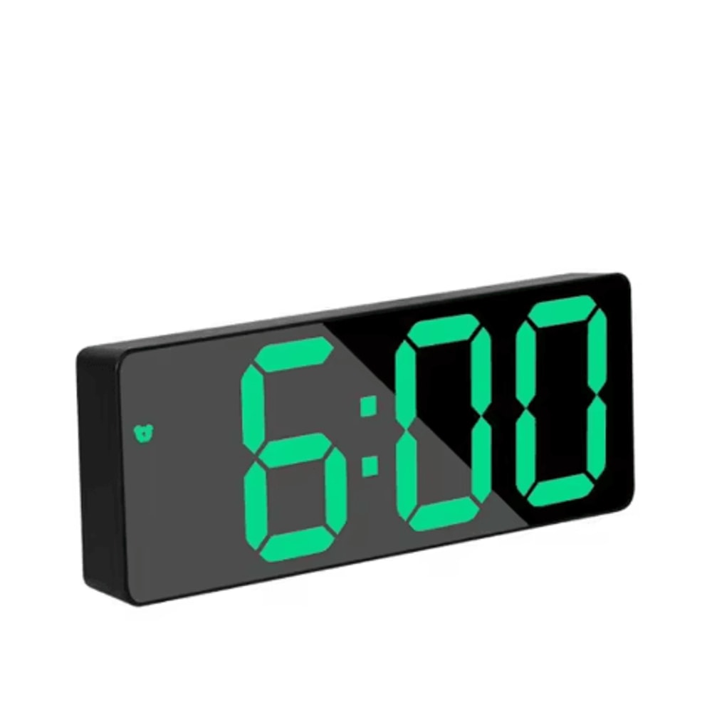 Mirror LED Alarm Clock Voice Control Digital Bedside Clock With Snooze 7