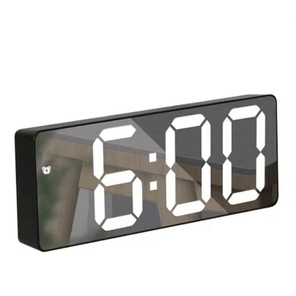 Mirror LED Alarm Clock Voice Control Digital Bedside Clock With Snooze 8