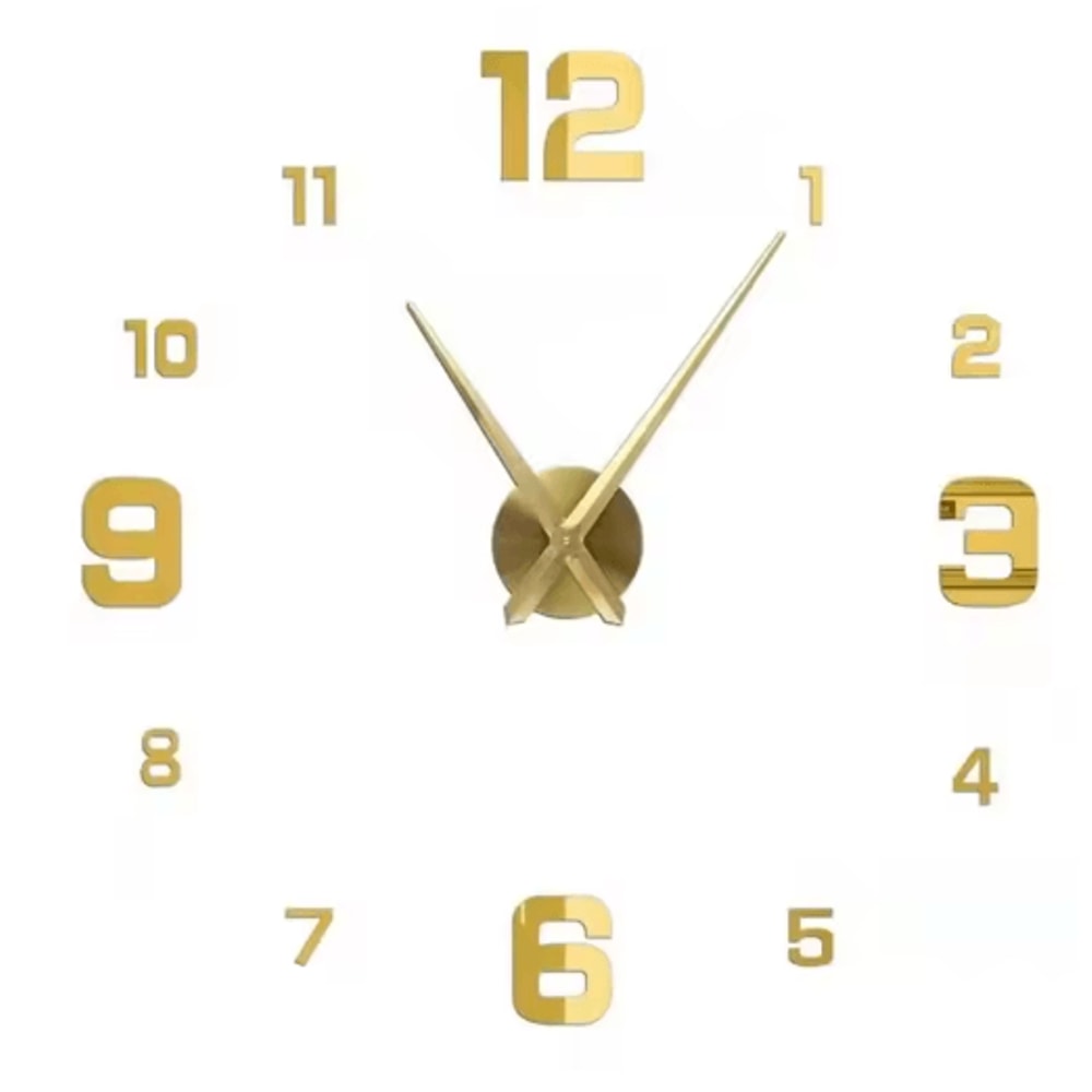 Modern 3D DIY Wall Clock Large Acrylic Mirror Decorative Quartz Clock 12