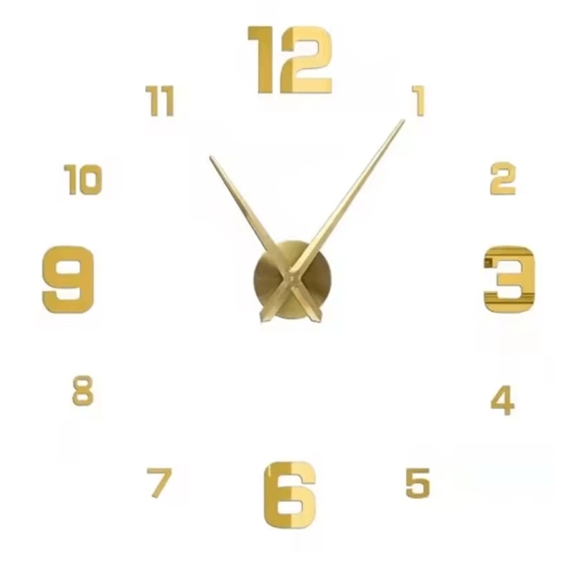 Modern 3D DIY Wall Clock Large Acrylic Mirror Decorative Quartz Clock 12