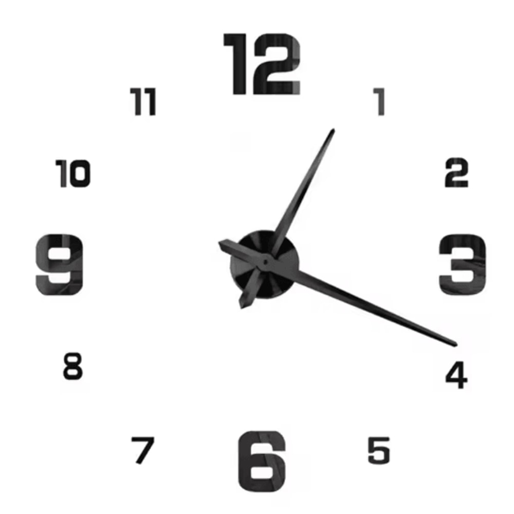 Modern 3D DIY Wall Clock Large Acrylic Mirror Decorative Quartz Clock 13