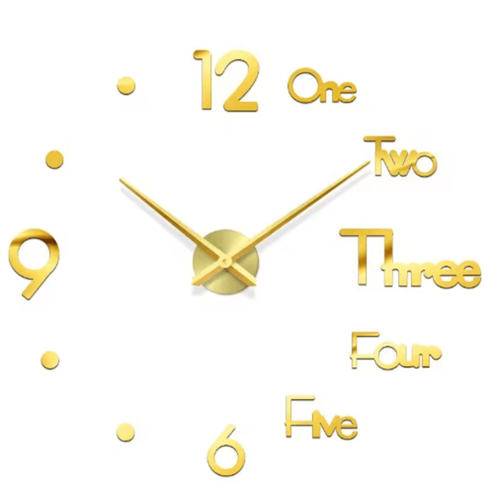 Modern 3D DIY Wall Clock Large Acrylic Mirror Decorative Quartz Clock 5