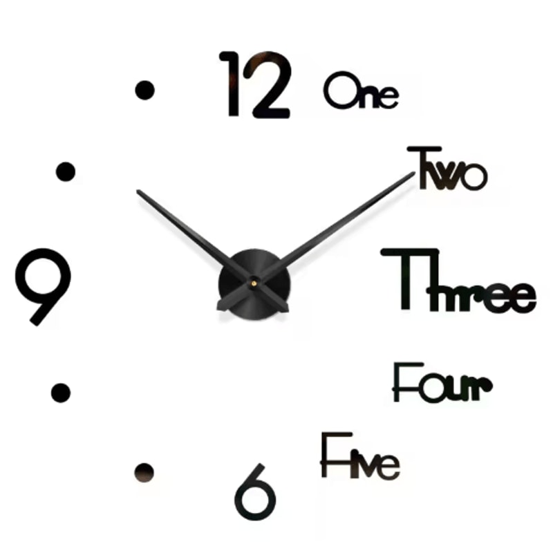 Modern 3D DIY Wall Clock Large Acrylic Mirror Decorative Quartz Clock 6