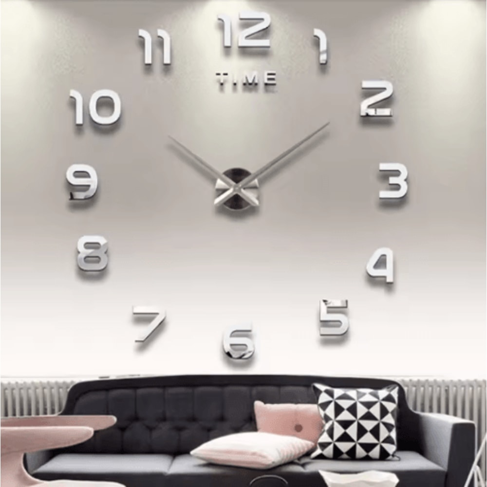Modern 3D DIY Wall Clock Large Acrylic Mirror Decorative Quartz Clock 0