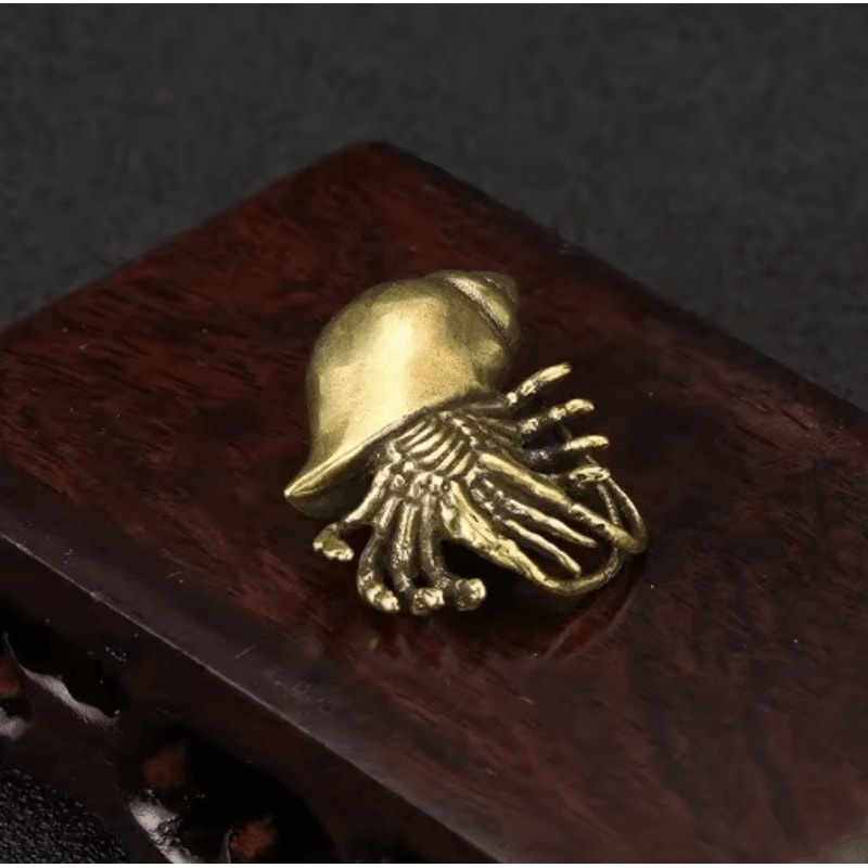 Vintage Brass Hermit Crab Figurine Handmade Sea Animal Desk Decor Ornament 4
