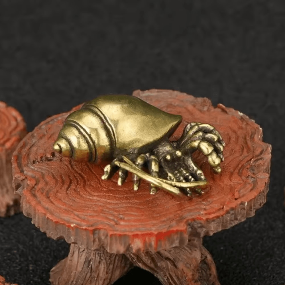 Vintage Brass Hermit Crab Figurine Handmade Sea Animal Desk Decor Ornament 5