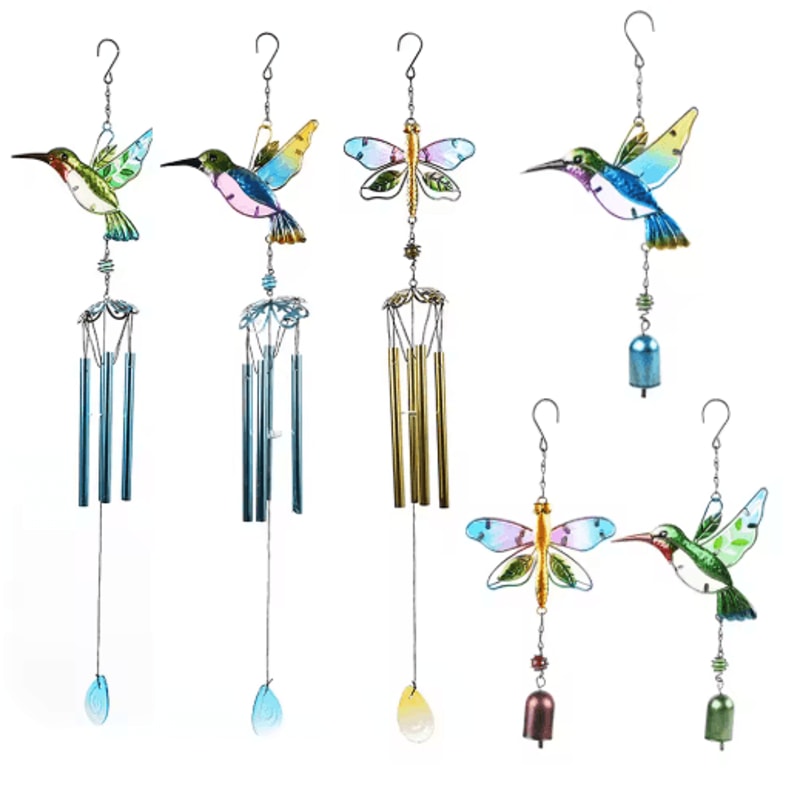 Hummingbird Dragonfly Metal Wind Chime Decorative Outdoor Garden Hanging Decor 0