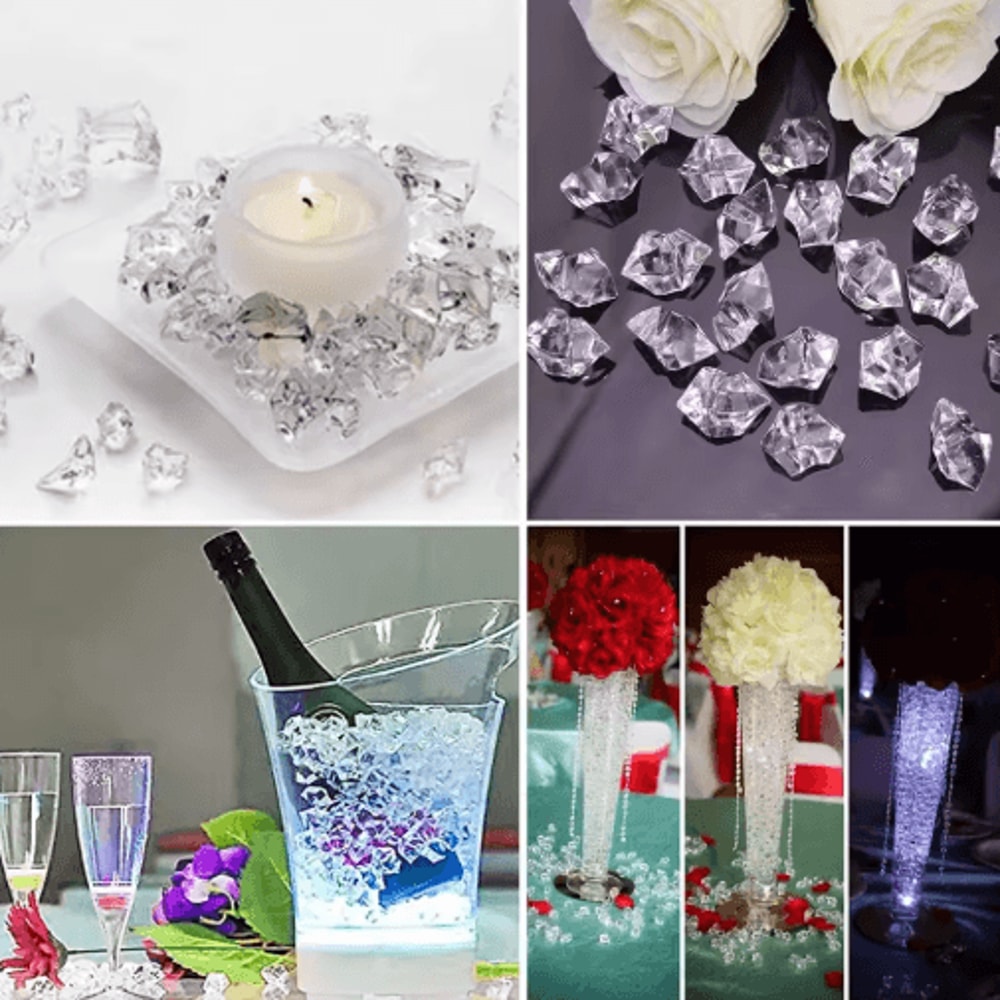 Crystal Clear Acrylic Ice Crystals Fake Crushed Ice Stones For Vase Fillers Wedding Decorations 10 0
