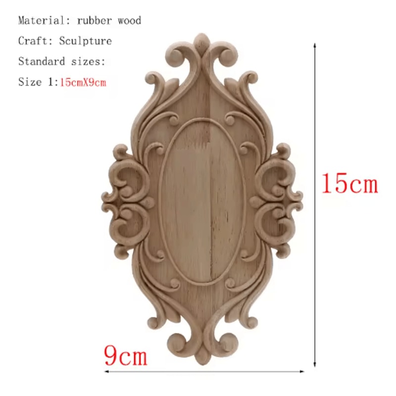 HandCarved Floral Wood Applique Decorative Wooden Trim For Furniture Wall Decor 1