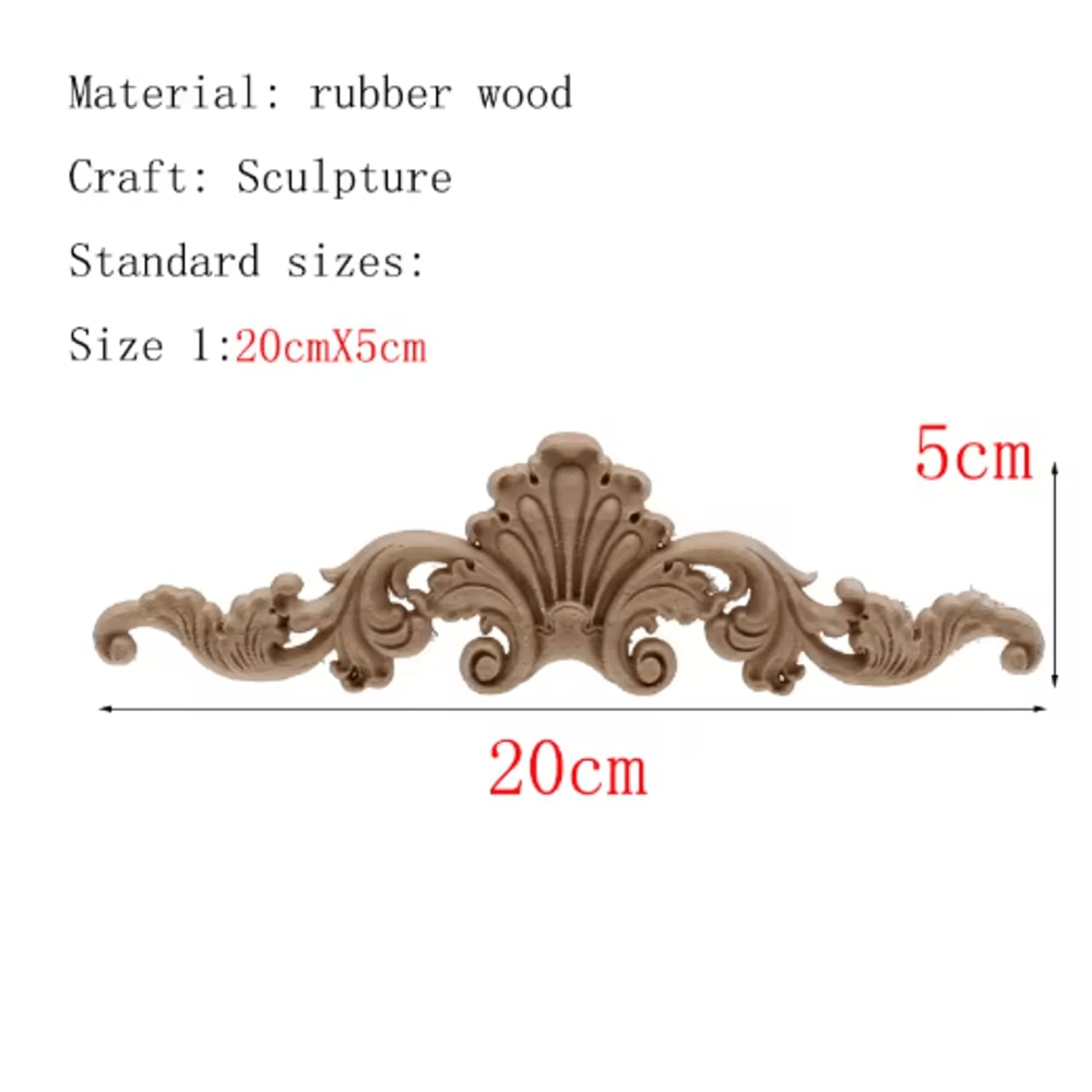 HandCarved Floral Wood Applique Decorative Wooden Trim For Furniture Wall Decor 10