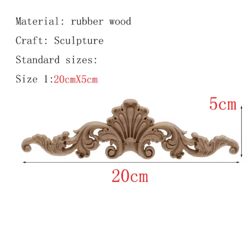 HandCarved Floral Wood Applique Decorative Wooden Trim For Furniture Wall Decor 10