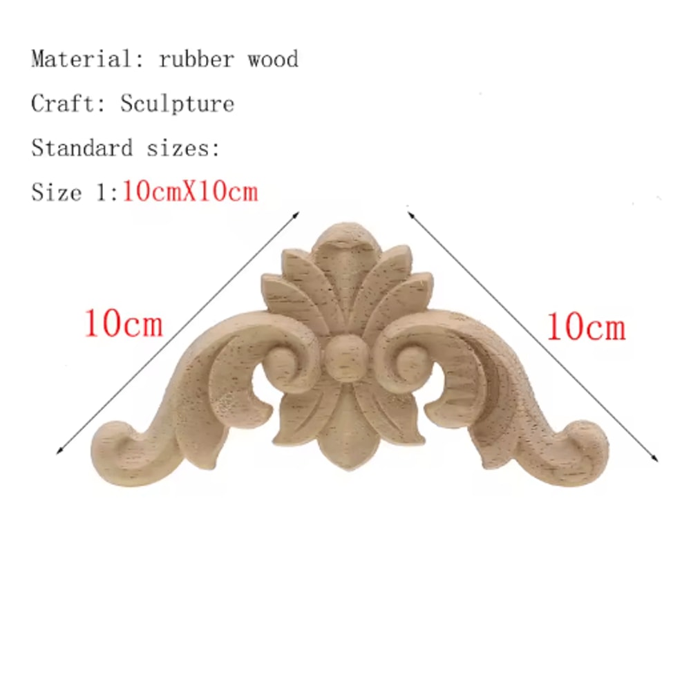 HandCarved Floral Wood Applique Decorative Wooden Trim For Furniture Wall Decor 11