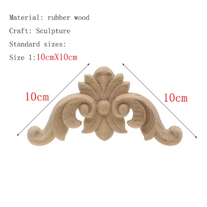 HandCarved Floral Wood Applique Decorative Wooden Trim For Furniture Wall Decor 11