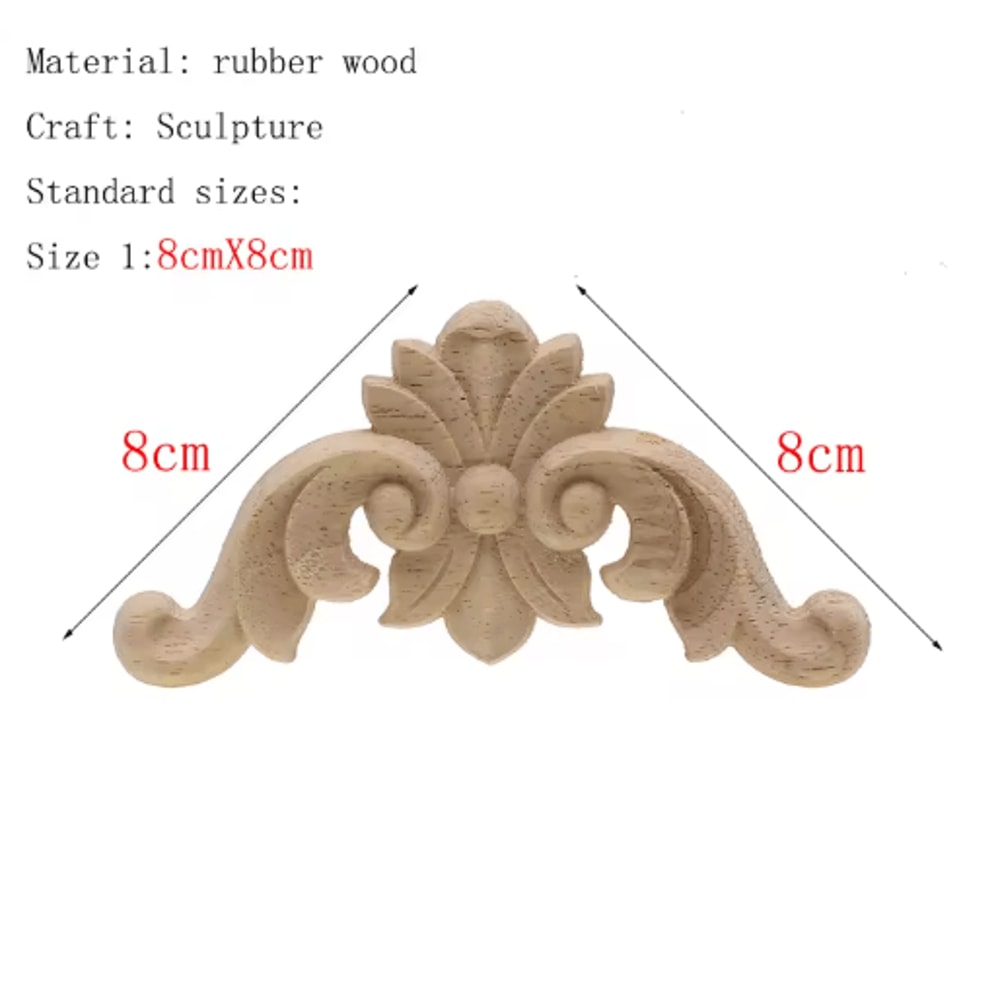 HandCarved Floral Wood Applique Decorative Wooden Trim For Furniture Wall Decor 12