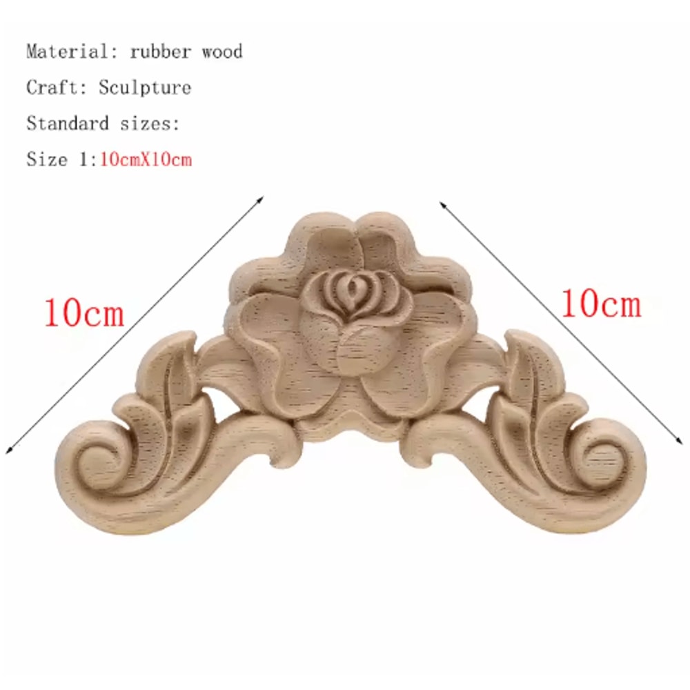 HandCarved Floral Wood Applique Decorative Wooden Trim For Furniture Wall Decor 14