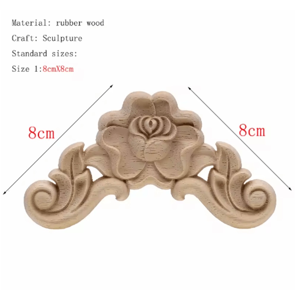 HandCarved Floral Wood Applique Decorative Wooden Trim For Furniture Wall Decor 15