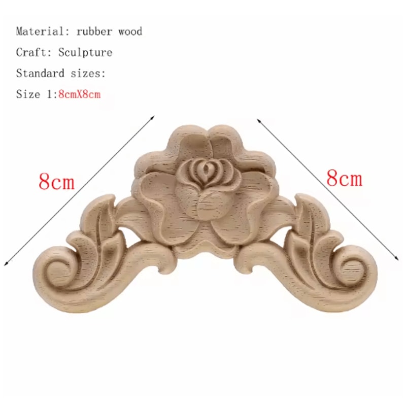 HandCarved Floral Wood Applique Decorative Wooden Trim For Furniture Wall Decor 15