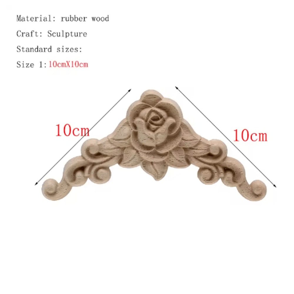 HandCarved Floral Wood Applique Decorative Wooden Trim For Furniture Wall Decor 17