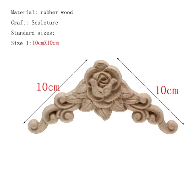 HandCarved Floral Wood Applique Decorative Wooden Trim For Furniture Wall Decor 17