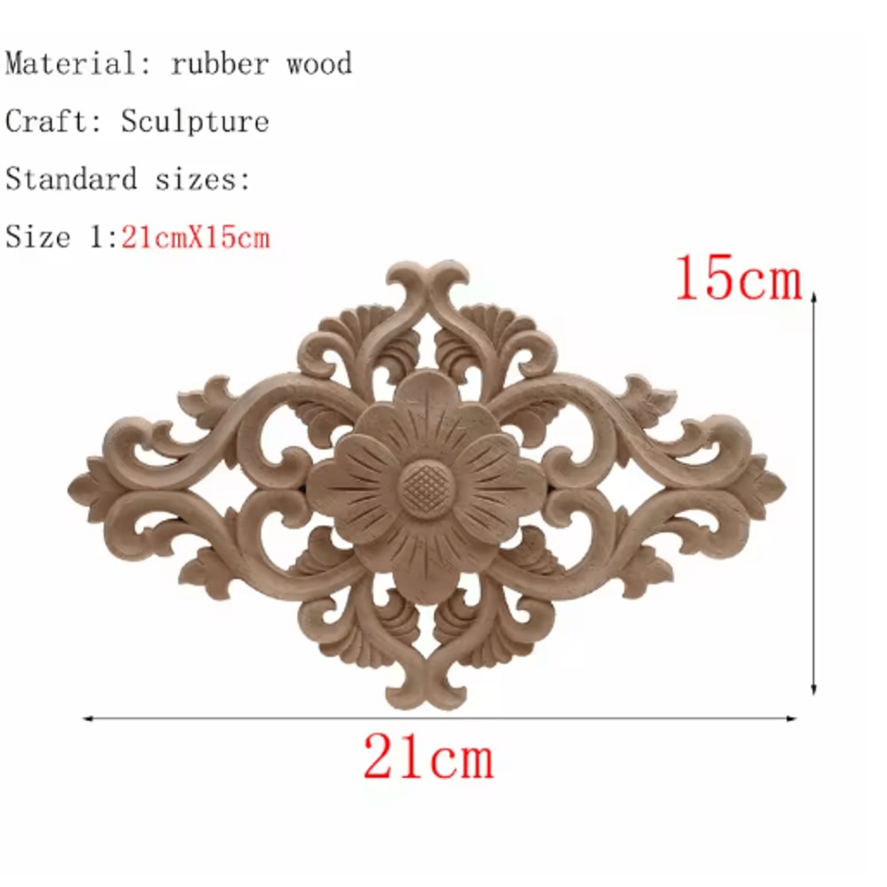 HandCarved Floral Wood Applique Decorative Wooden Trim For Furniture Wall Decor 19