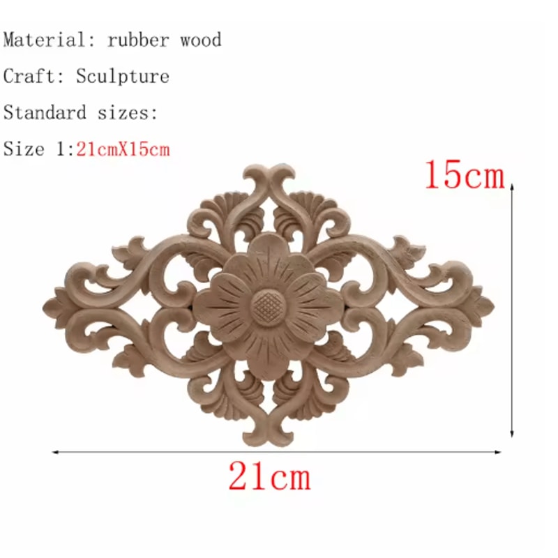 HandCarved Floral Wood Applique Decorative Wooden Trim For Furniture Wall Decor 19