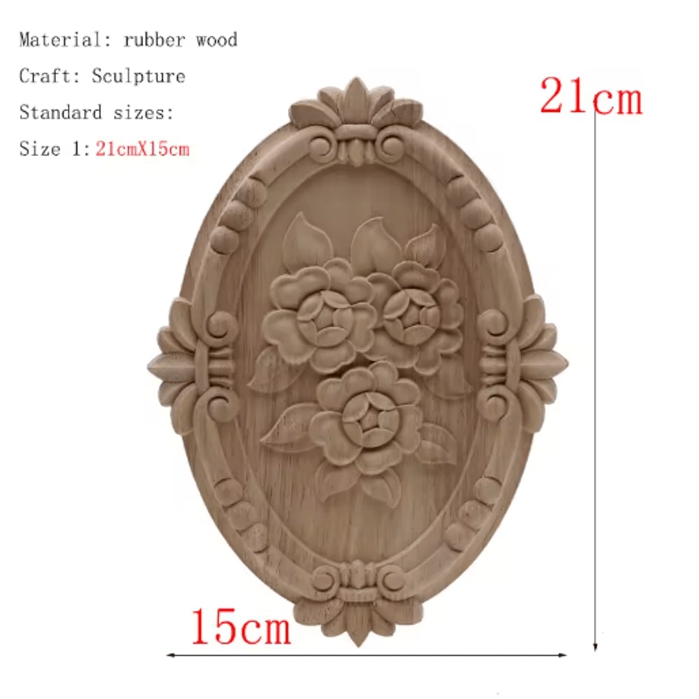 HandCarved Floral Wood Applique Decorative Wooden Trim For Furniture Wall Decor 2