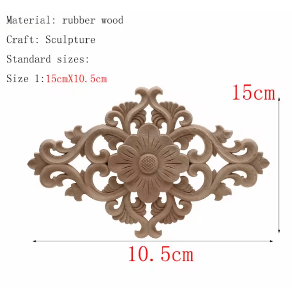 HandCarved Floral Wood Applique Decorative Wooden Trim For Furniture Wall Decor 20