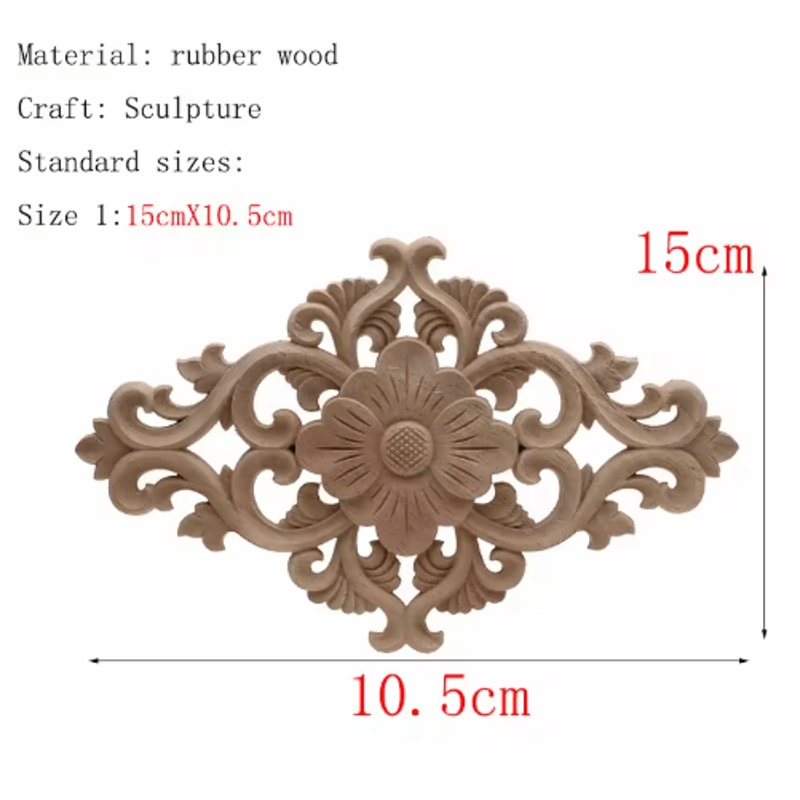 HandCarved Floral Wood Applique Decorative Wooden Trim For Furniture Wall Decor 20
