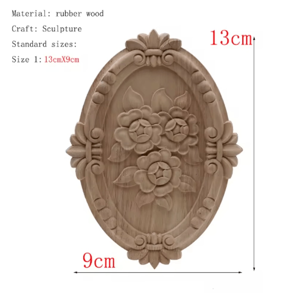 HandCarved Floral Wood Applique Decorative Wooden Trim For Furniture Wall Decor 3
