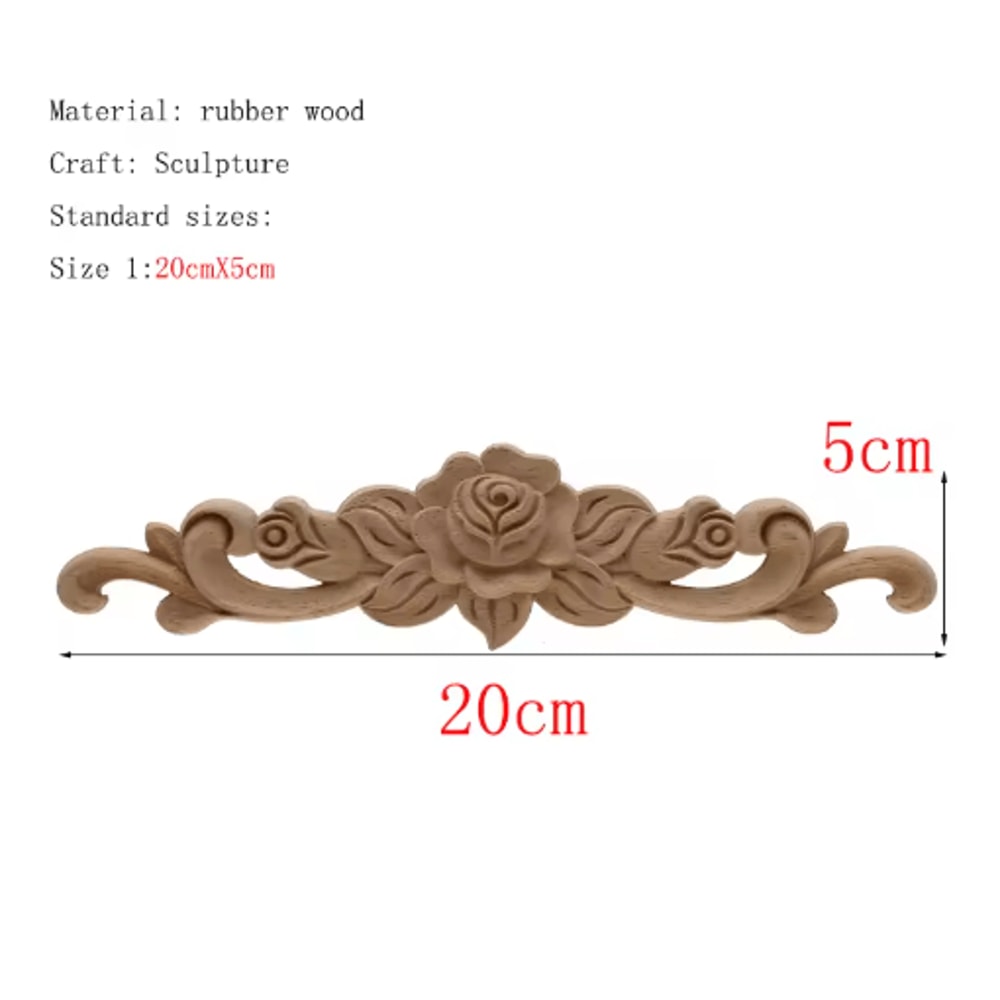 HandCarved Floral Wood Applique Decorative Wooden Trim For Furniture Wall Decor 5