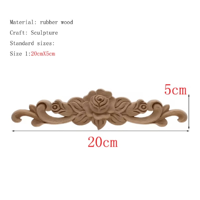 HandCarved Floral Wood Applique Decorative Wooden Trim For Furniture Wall Decor 5
