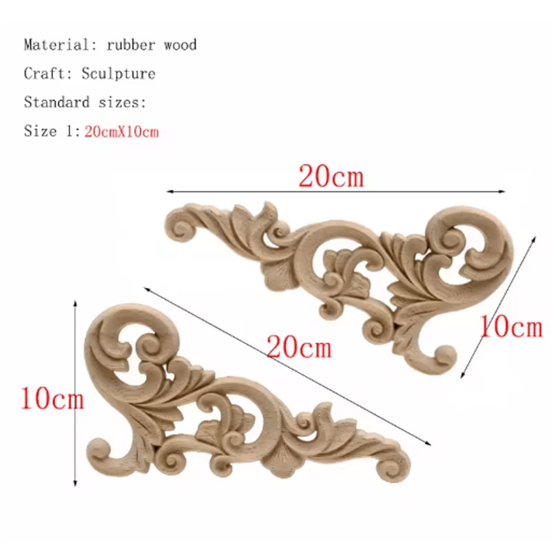 HandCarved Floral Wood Applique Decorative Wooden Trim For Furniture Wall Decor 6