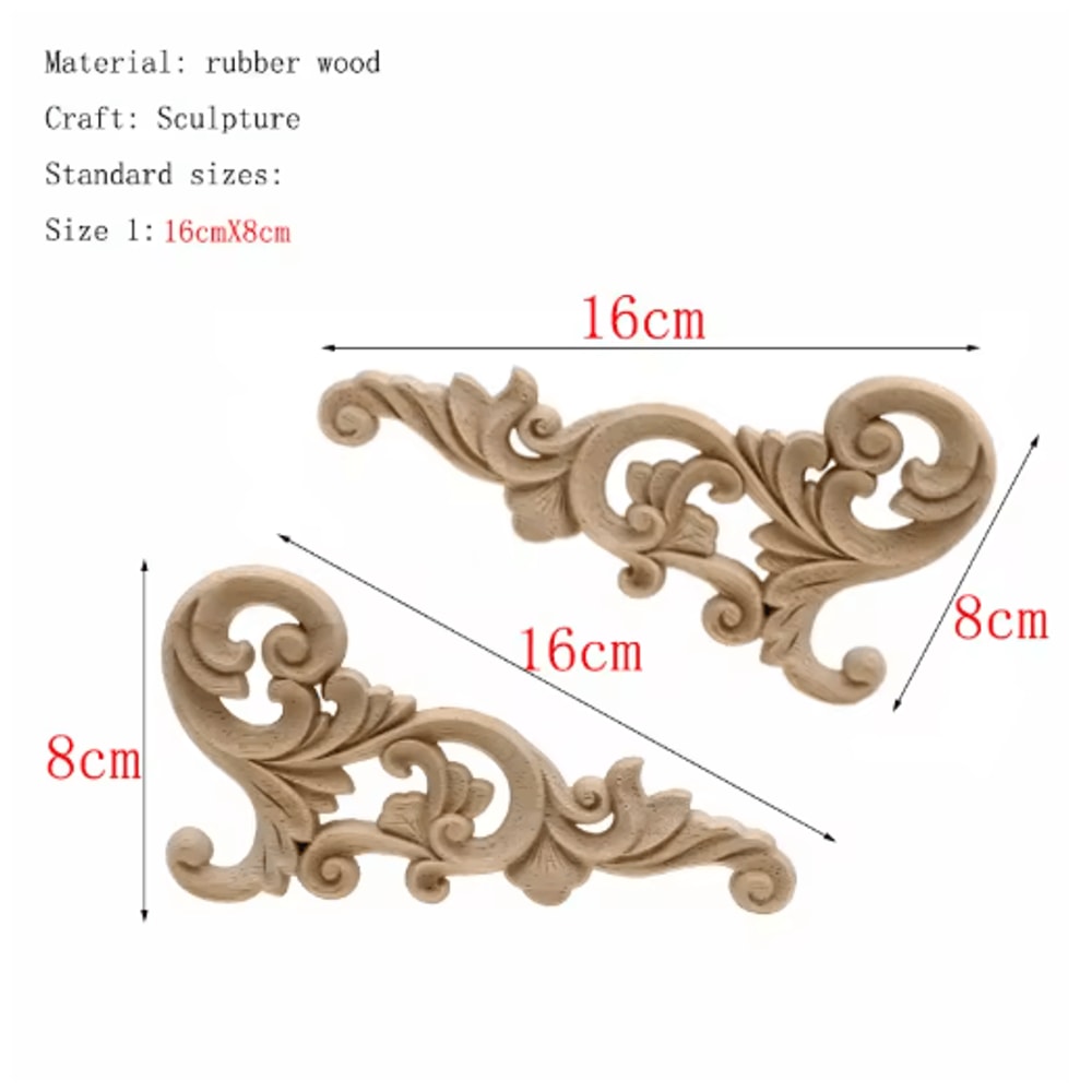 HandCarved Floral Wood Applique Decorative Wooden Trim For Furniture Wall Decor 7
