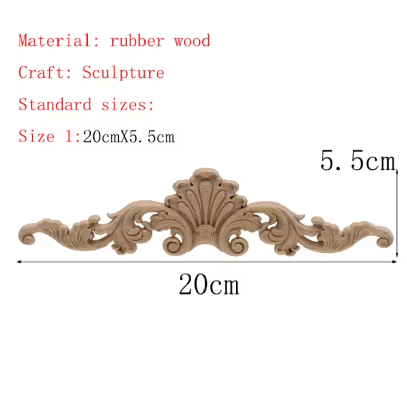 HandCarved Floral Wood Applique Decorative Wooden Trim For Furniture Wall Decor 9