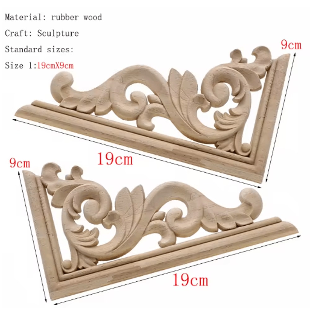 HandCarved Floral Wood Applique Decorative Wooden Trim For Furniture Wall Decor 21