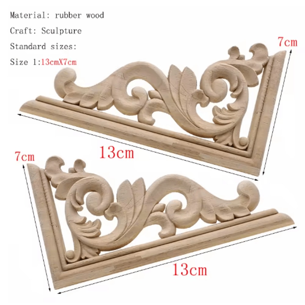 HandCarved Floral Wood Applique Decorative Wooden Trim For Furniture Wall Decor 22