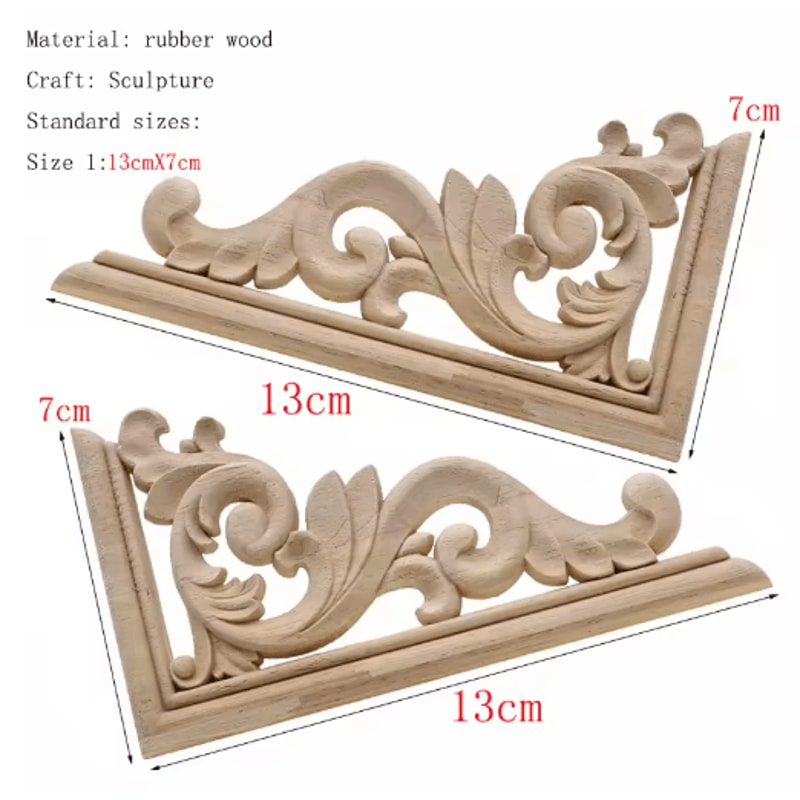 HandCarved Floral Wood Applique Decorative Wooden Trim For Furniture Wall Decor 22