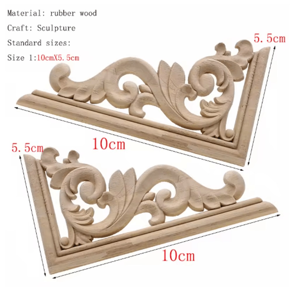 HandCarved Floral Wood Applique Decorative Wooden Trim For Furniture Wall Decor 23