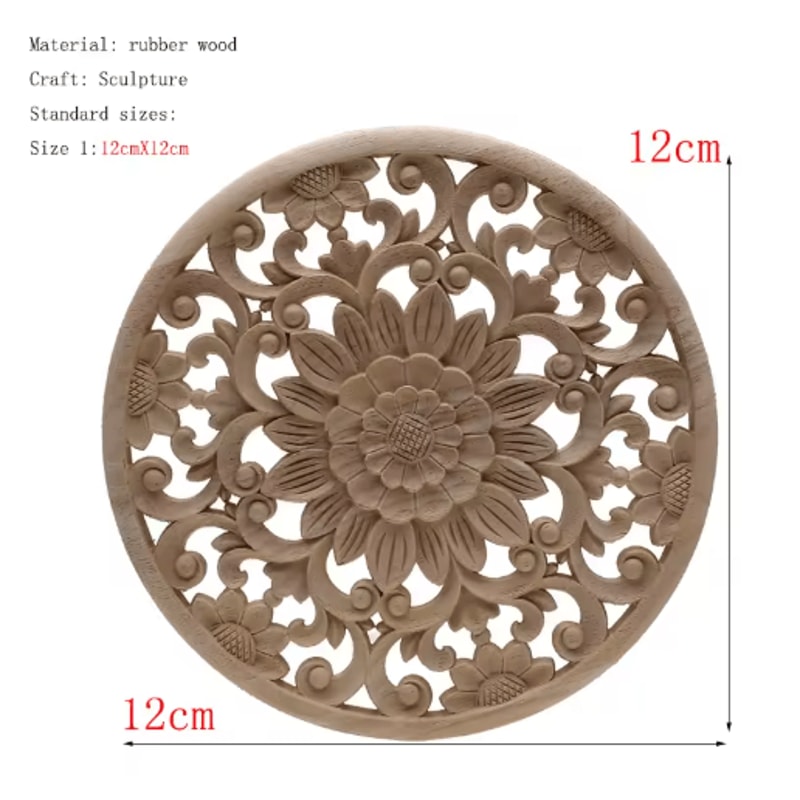 HandCarved Floral Wood Applique Decorative Wooden Trim For Furniture Wall Decor 24