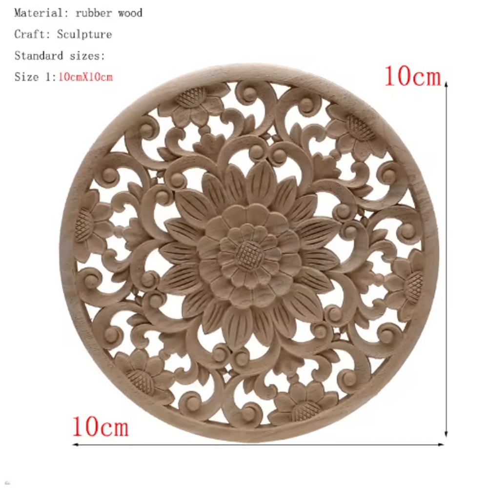 HandCarved Floral Wood Applique Decorative Wooden Trim For Furniture Wall Decor 25